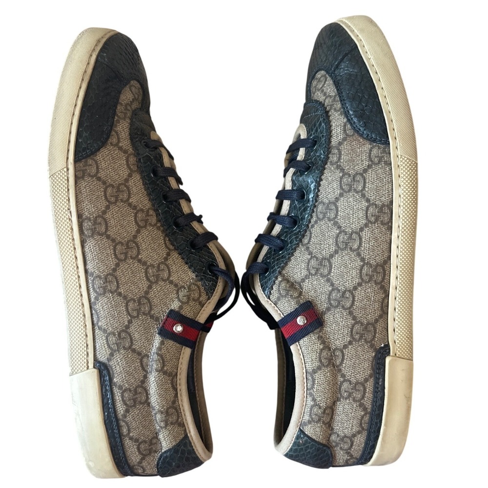 Gucci GG Supreme Python Embossed Low Top Sneakers Web Stripe Men's 7.5G - Picture 7 of 14